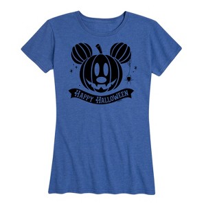 Women's - Disney - Mickey's Halloween Pumpkin Short Sleeve Graphic T-Shirt - 1 of 4