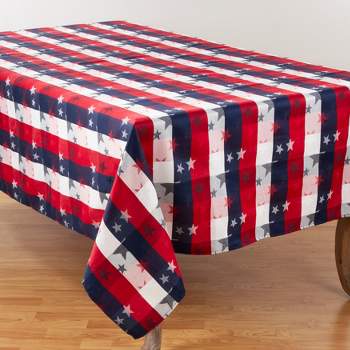 Saro Lifestyle Cotton Blend Tablecloth With Checkered And Stars Design