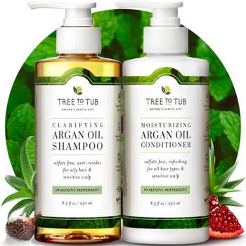 Tree To Tub Sulfate Free Shampoo and Conditioner Set for Oily Hair, Sensitive Scalp - Hydrating Argan Oil Shampoo and Conditioner for Women & Men