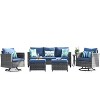 Ovios Tampa 6pc Wicker Outdoor Patio Furniture Conversation Sofa Set with Swivel Chairs and Cushions - 2 of 4