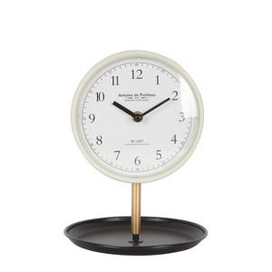 VIP Metal 9 in. White Table Top Clock with Stand - 1 of 2