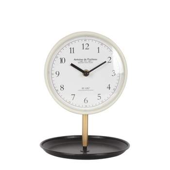 VIP Iron 9 in. White Table Top Clock with Stand