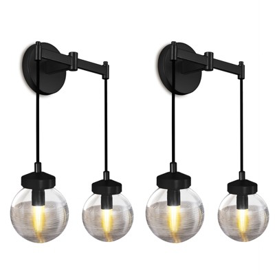 CityFurn 2-Light Modern Bathroom Wall Sconce with Globe Glass
