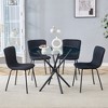 ModernLuxe 5 Piece Round Dining Table Set for 4, Glass Dining Set, Minimalist Saving Breakfast Nook Table Set, Black/White/Brown/Light Gray - 2 of 4