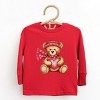 Valentine Teddy Bear Beanie - Toddler Long Sleeve Graphic Tee - 3 of 4
