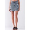 Slickblue High-Waist Denim Mini Skirt, Distressed Look, Asymmetrical Raw Hem, Medium Blue Wash, Size S-L - 2 of 4