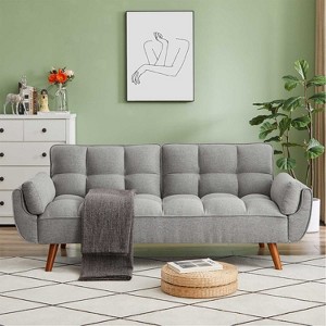 KTMBDW 75.4" Loveseat Sofa, Mid Century Modern Decor Love Seat Couches for Living Room, Bedroom, Solid and Easy to Install Love Seats Furniture - 1 of 4