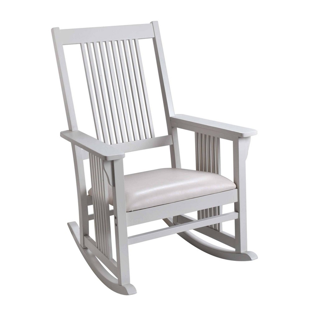 Photos - Rocking Chair Gift Mark Mission Style Adult  with White Faux Leather Seat