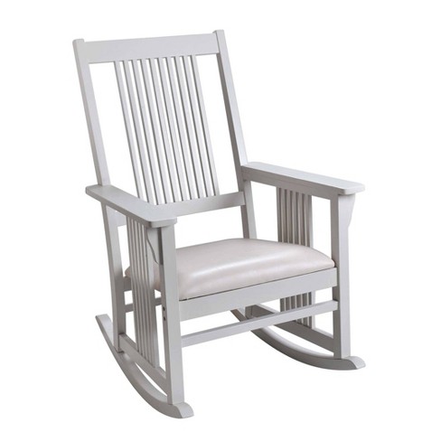 Gift Mark Mission Style Rocking, White Leather Rocking Chair