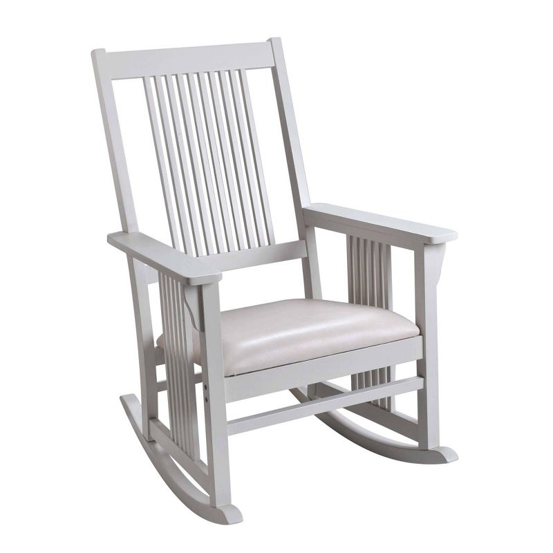 Gift Mark Mission Style Adult Rocking Chair with White Faux Leather Seat, 1 of 4