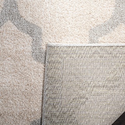 Reversible Beige and Light Grey Geometric Synthetic Runner Rug, 27x15 in