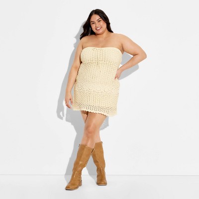 Женские платья Wild Fable Women's Strapless Mini A-Line Sweater Dress - Wild Fable™ Off-White 4X — фото 2