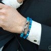 Crucible Men's Blue Banded Agate Stone with Hematite Cube Bead Stretch Bracelet (8mm) - 4 of 4