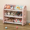 Toy Organizers with 6 Removable Bins Multi-Functional Storage Cabinet Unit for Playroom Living Room Nursery Room One Size - 2 of 4