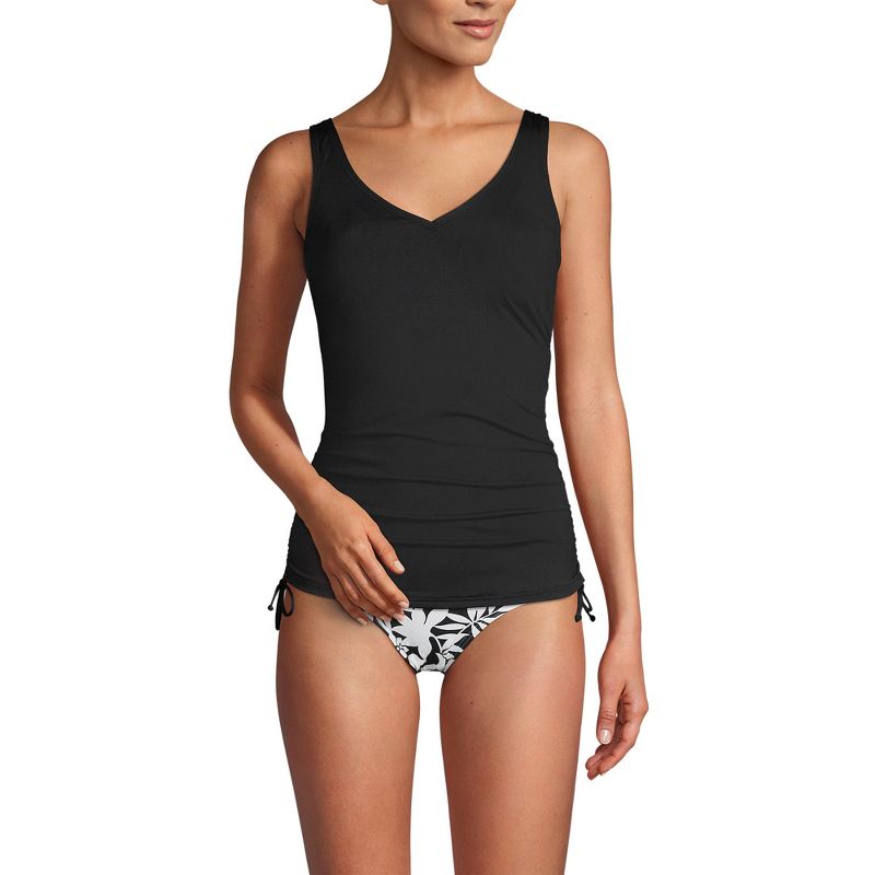 Lands' End Women's Long Chlorine Resistant Underwire Tankini Swimsuit Top, 4 of 7