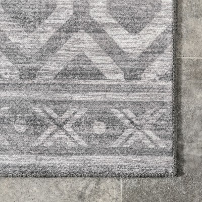 Eco-Friendly Gray Geometric 8' Square Washable Area Rug