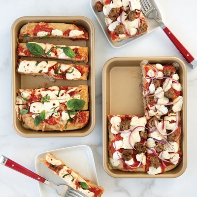 Compact Gold Aluminum Nonstick Eighth Sheet Pan