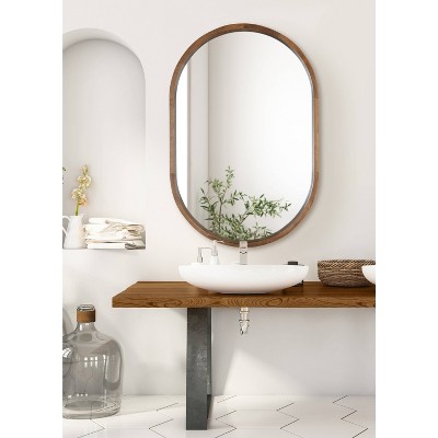 Rustic Brown Poplar Wood Rectangular Bathroom Vanity