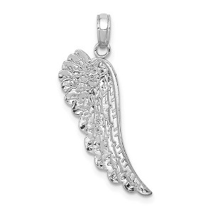Black Bow Jewelry 14k White or Yellow Gold Textured Angel Wing Pendant, 10 x 33mm - 1 of 4