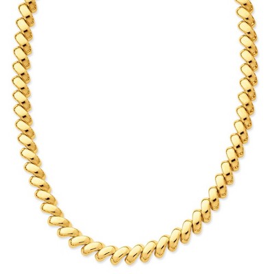 Black Bow Jewelry 10mm 14k Yellow Gold Hollow San Marco Chain Necklace 17 Inch