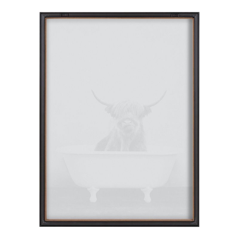 18&#34; x 24&#34; Blake Highland Cow in the Tub BW Framed Printed Glass Gray - Kate &#38; Laurel All Things Decor, 5 of 8