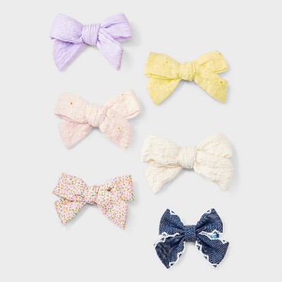 Girls' 6pk 'Crinkled/Ditsy' Bows - Cat & Jack™