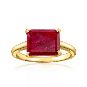 Ross-Simons 4.20 Carat Ruby East-West Ring in 18kt Gold Over Sterling - 1 of 4