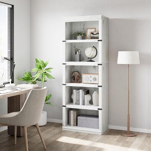 5 Tier Bookcase, Farmhouse Book Shelf with Storage, 67.4 Inch Tall Open Display Bookshelves - 1 of 4