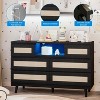 Jojoka Rattan Dresser with Charging Station & Charging Station, Wooden Dressers & Chest of Drawers with 6 Drawers,Black - 4 of 4