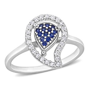 EVERLY JEWELRY | Sterling Silver 3/8 CT TGW White Topaz Created Blue Sapphire Fashion Ring - 1 of 4