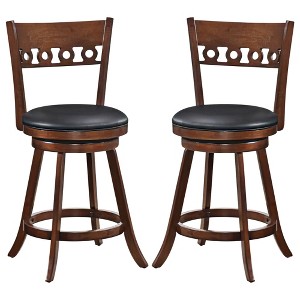 Tangkula 2PCS 24.5" Counter Height Bar Chairs Swivel Bar Stools w/ Rubber Wood Frame - 1 of 1