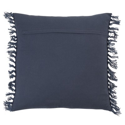 Medium Blue Cotton Fringe Decorative Pillow