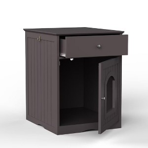 Cat Litter Box Furniture with Drawers, Concealed Litter Box Cabinet, Wooden Cat Grooming Station for Bedrooms and Living Rooms - 1 of 4