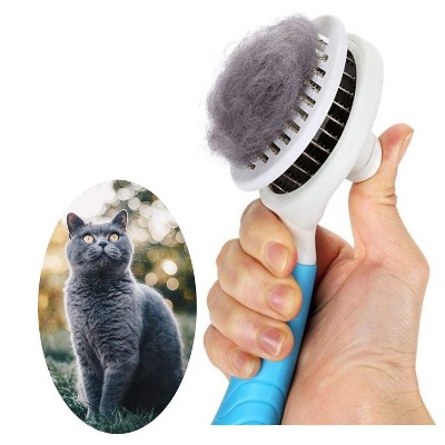 Munora Self-Cleaning Slicker Brush - Pet Grooming Tool for Cats & Dogs - Removes Loose Undercoat, Ergonomic Handle