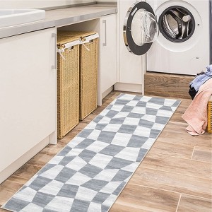 Washable Modern Geometric Checkerboard Rugs Non Slip Indoor Abstract Soft Carpet for Living Room Bedroom Low Pile Area Rugs Room Decor - 1 of 4