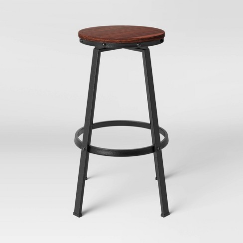 Lewiston Backless Swivel Wood Seat Barstool With Adjustable Legs Metal Threshold Target