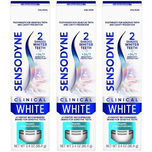 Sensodyne 3 Pack/3.4oz Each Clinical White Enamel Strengthening and Whitening Sensitive Teeth Toothpaste - 1 of 1