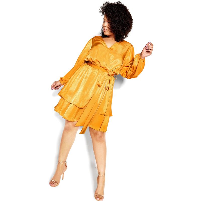 Women's Plus Size Twisted Ruffle Dress - honey | CITY CHIC, 2 of 10