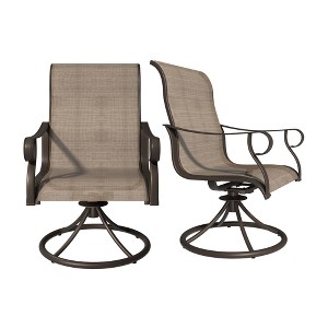 CLIHOME Outdoor Patio 360°  Swivel Rocking Chair,Breathable Fabric Swivel Dining Chair（ set of 2 ） - 1 of 4
