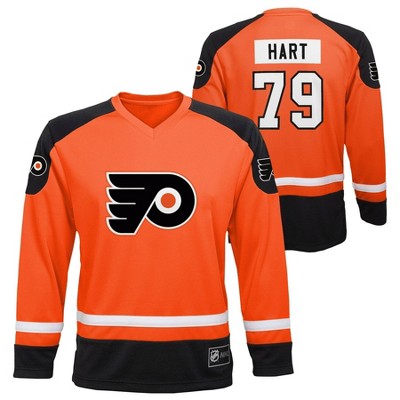 Outerstuff Carter Hart Philadelphia Flyers Youth Authentic Stack Long Sleeve Name & Number T-Shirt - Orange