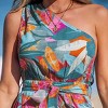 Women's Vibrant Tropical Floral Print One-Shoulder Jumpsuit - Cupshe - 2 of 4