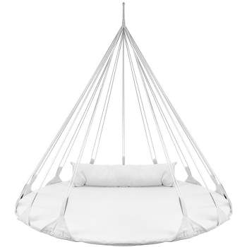 Sorbus 56" Stylish Hanging Swing Nest w/Pillow - Double Hammock Daybed Saucer Style Lounger Swing - Holds 264lbs Sturdy - White