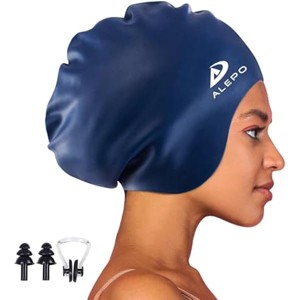 DSANE 2 Pack Kids Swim Caps for Boys Girls, Durable Silicone Swimming Cap with 3D Ear Pockets for Age 3-15 Toddler Child Youth Teen Unisex - 1 of 1