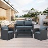 ELJGET 4 Piece Patio Furniture Set Outdoor Wicker Conversation Sets All Weather PE Rattan Sectional Sofa Set with Cushions & Coffee Table - 2 of 4