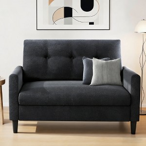 Vipbear Loveseat Sofa,50"Comfy Small Loveseat for Small Spaces,Tool-Free Setup Sofa Couch for Bedroom,All-Wood Couches for Living Room Chenille Blue - 1 of 4