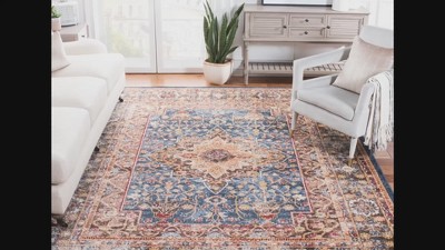 Square Hand-Knotted Blue Bijar Inspired Synthetic Rug