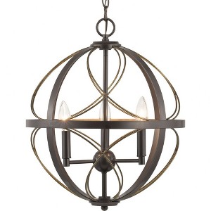 Progress Lighting Brandywine 3-Light Pendant, Antique Bronze, Steel, Farmhouse/Transitional, Hand-Gilded Wire Accents - 1 of 4