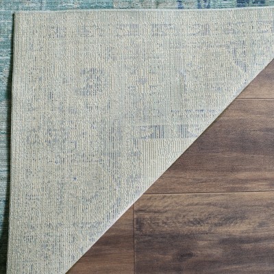 Teal Multi 3' x 5' Reversible Wool Synthetic Area Rug