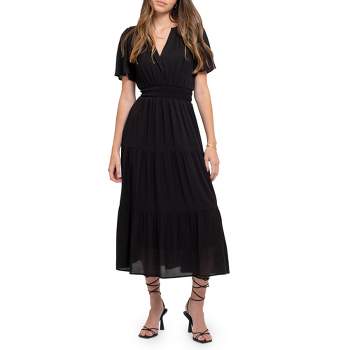 August Sky Women's Ruched Long Sleeve Midi Dress Rd2052_black_large ...