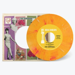 Contessas - Broken Heart B/w Gimme Gimme - Peach/white Marble (vinyl 7 inch single) - 1 of 1